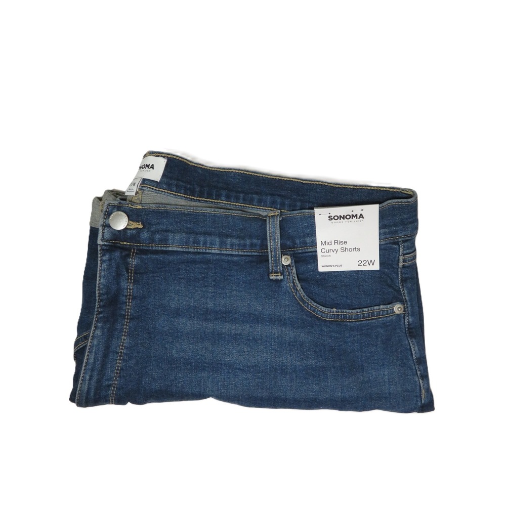 NWT 22W Sonoma Curvy Fit Denim Shorts - Dark Wash Stretch - 5" Inseam - Picture 5 of 5